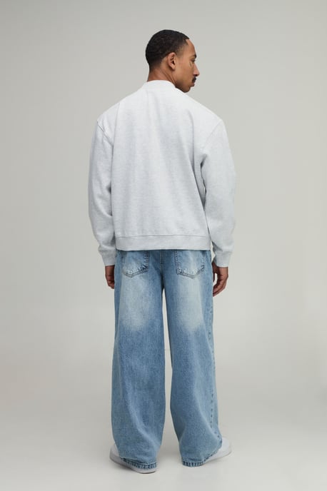 Ash Grey Oversized Boxy Renaissance Doodle Print Sweatshirt - Image 3