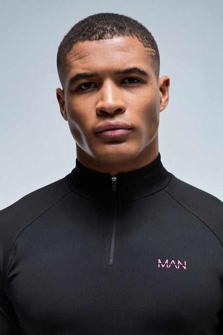 Man Active Neon Logo Performance Regular Fit 1/4 Zip - Image 3