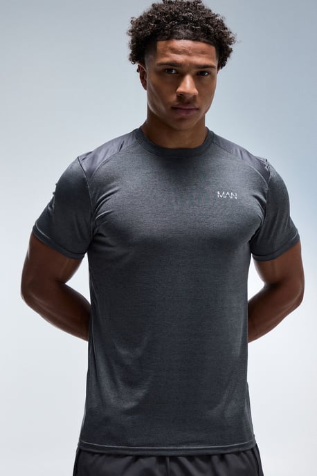 Man Active Marl Back Panel Regular Fit T-Shirt - Image 1