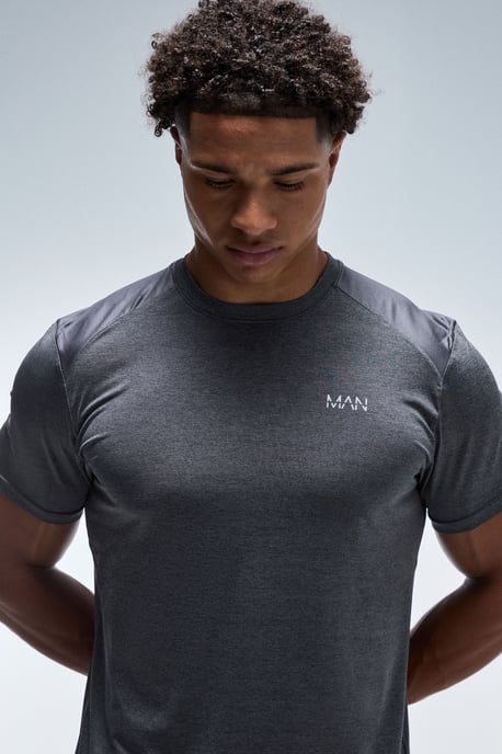 Man Active Marl Back Panel Regular Fit T-Shirt - Image 3