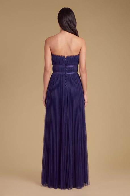 Mini Bow Bandeau Mesh Bridesmaid Maxi Dress - Image 2