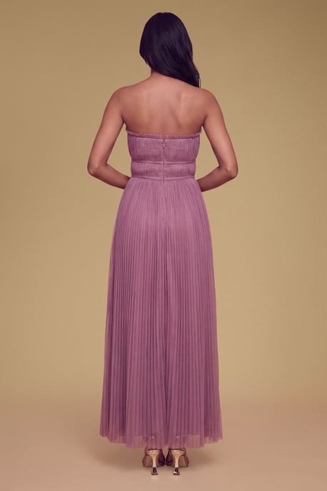 Petite Mini Bow Bandeau Mesh Bridesmaid Maxi Dress - Image 2