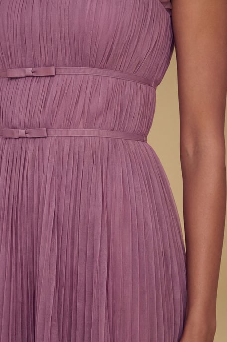 Petite Mini Bow Bandeau Mesh Bridesmaid Maxi Dress - Image 3