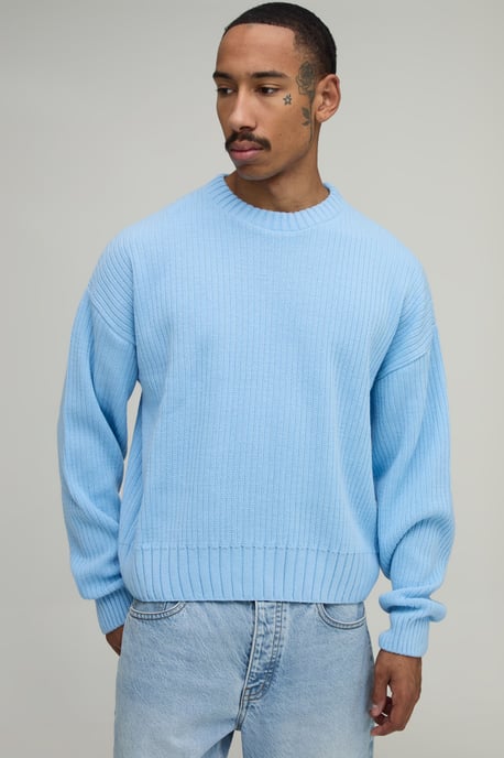 Relaxed Boxy Ribbed Knitted Jumper - Image 1