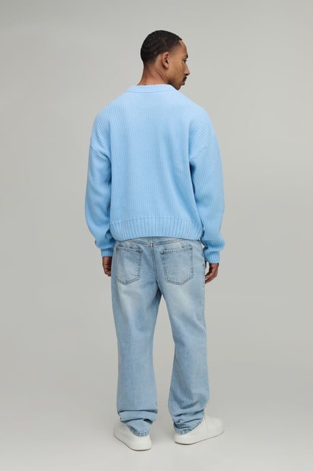 Relaxed Boxy Ribbed Knitted Jumper - Image 2
