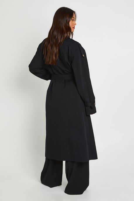 Tall Funnel Neck Double Breasted Trench - Image 3