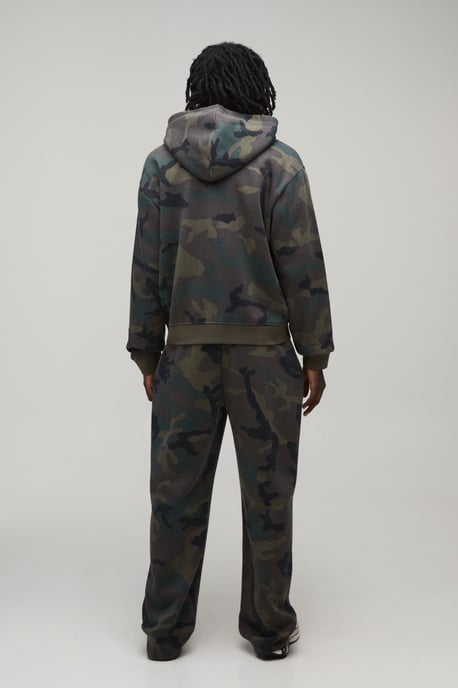 Oversized Boxy Zip Through Camo Hoodie - Image 2