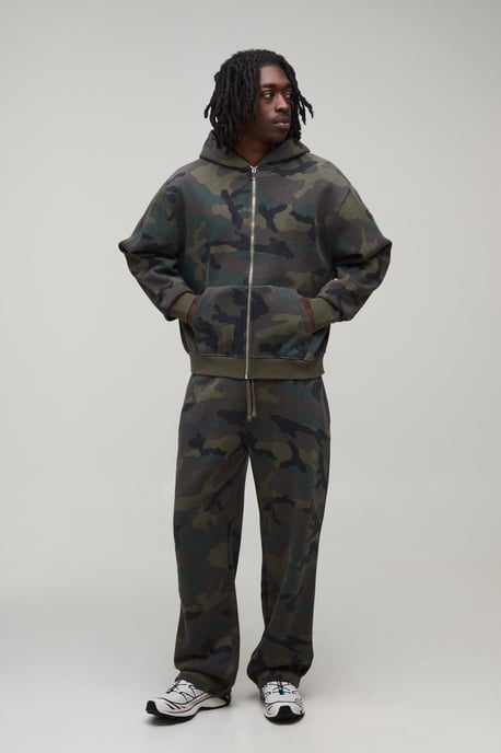 Oversized Boxy Zip Through Camo Hoodie - Image 4