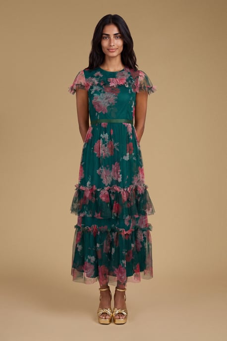 Petite Printed Tulle Maxi Dress - Image 1