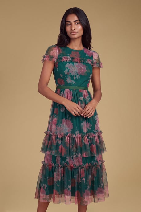 Petite Printed Tulle Maxi Dress - Image 3
