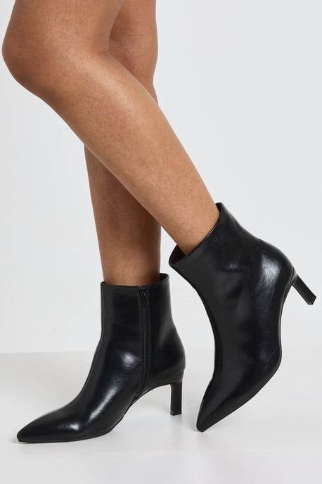 Wide Fit Low Stiletto Heeled Ankle Boots - Image 1