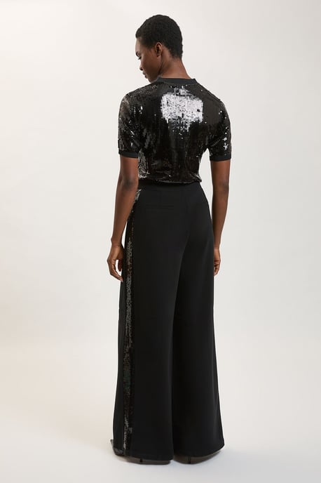 Sequin Side Strip Wide Leg Trouser - Image 3