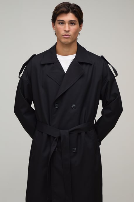 Oversized Fit Twill Trench Coat - Image 3