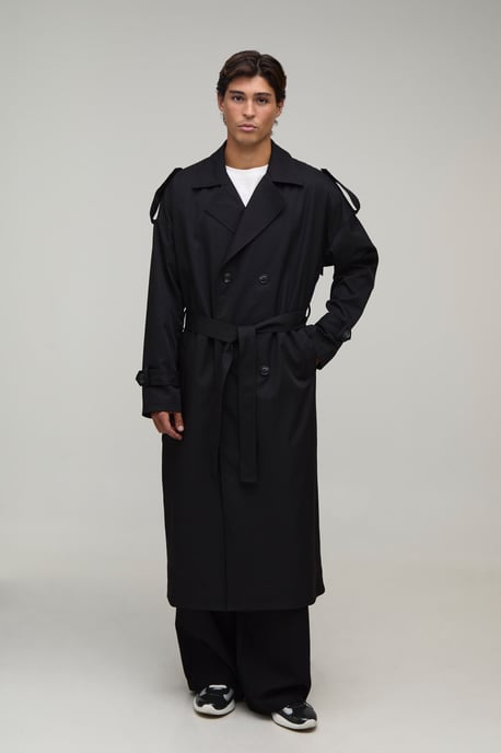 Oversized Fit Twill Trench Coat - Image 4
