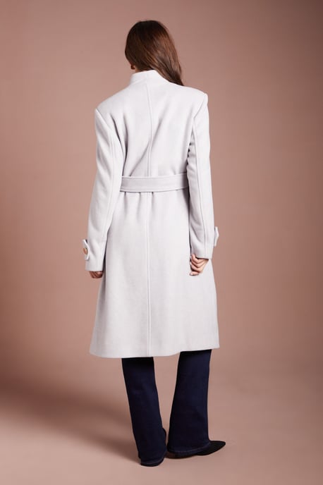 Asymmetric Wrap Wool Look Midi Coat - Image 3