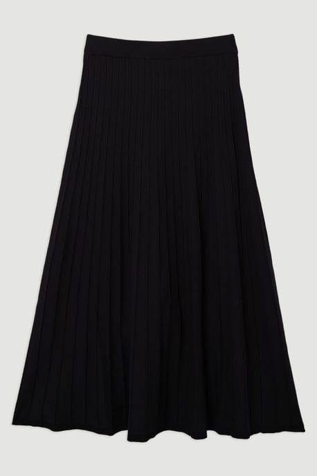 Petite High Waisted Textured Knit Full Maxi Skirt - Image 5