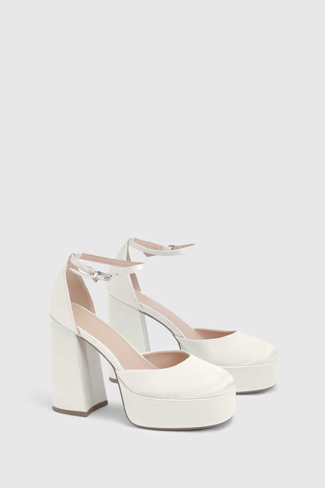 Faith: Cadence Satin Closed Toe Chunky Platform Heeled Shoes - Image 2