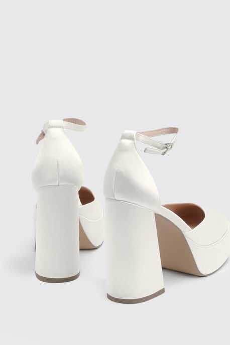 Faith: Cadence Satin Closed Toe Chunky Platform Heeled Shoes - Image 3