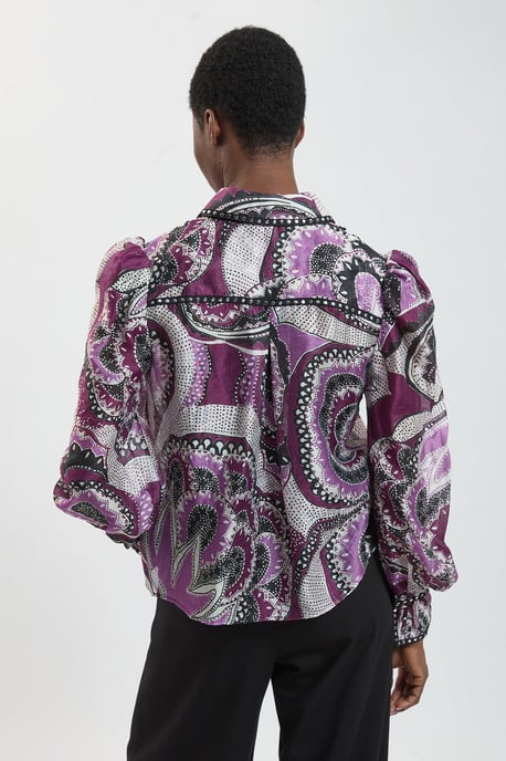 Floral Printed Studded Long Sleeve Blouse - Image 4