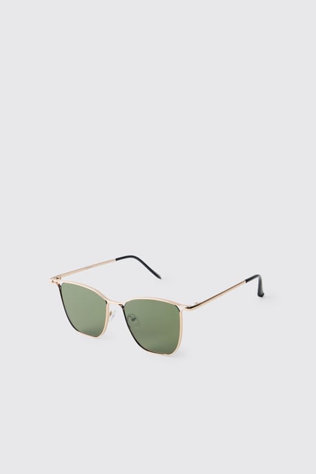 Gold Frame Green Lens Square Sunglasses - Image 2