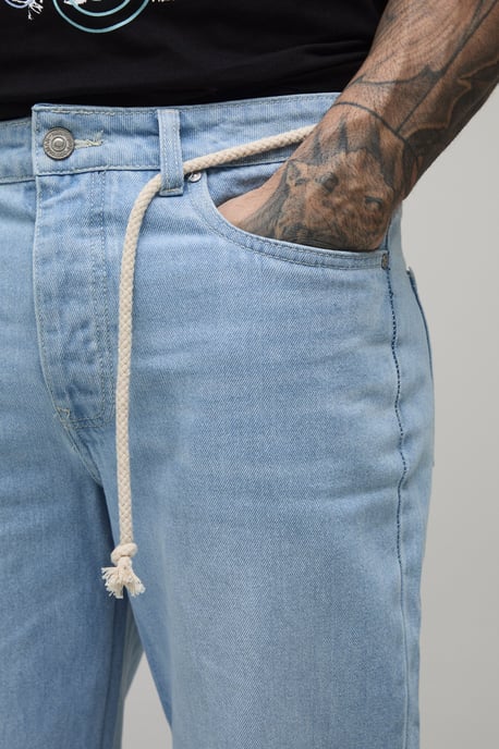 Tall Rope Belted Embellished Printed Flared Jeans - Image 3