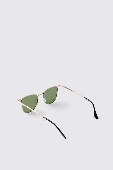Gold Frame Green Lens Square Sunglasses - Image 4