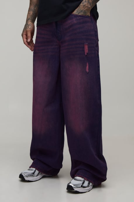 Tall Pink Tinted Baggy Distressed Jeans - Image 1