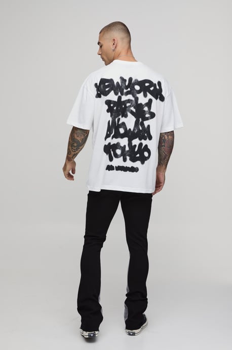 Skinny Stacked Flare Paint Splatter Gusset Trouser - Image 2