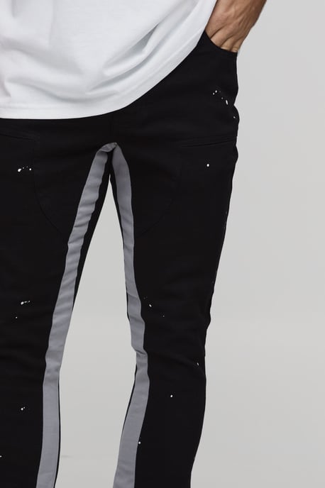Skinny Stacked Flare Paint Splatter Gusset Trouser - Image 3