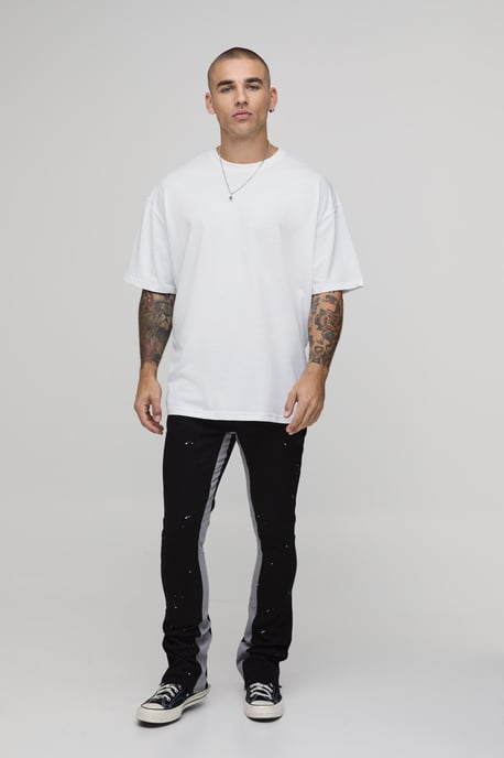 Skinny Stacked Flare Paint Splatter Gusset Trouser - Image 4