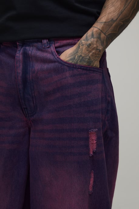 Tall Pink Tinted Baggy Distressed Jeans - Image 3