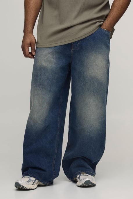 Plus Tinted Washed Relaxed Fit Distressed Jeans - Image 1