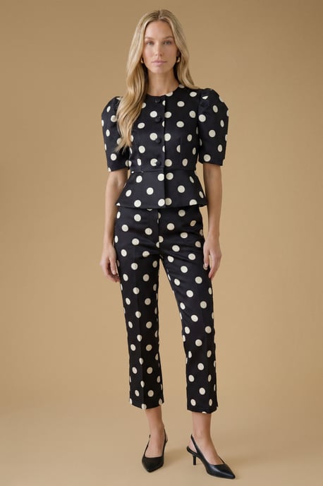 Matte Satin Polka Dot Tailored Top - Image 1