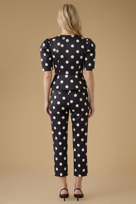 Matte Satin Polka Dot Tailored Top - Image 2