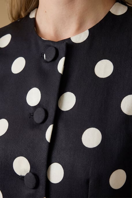 Matte Satin Polka Dot Tailored Top - Image 3