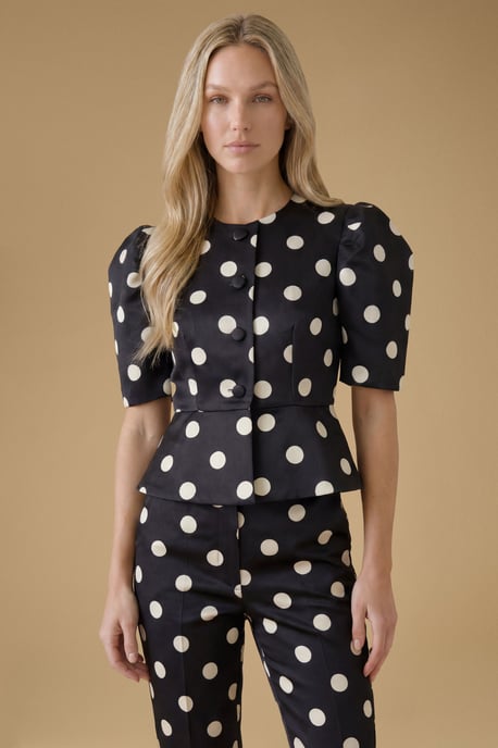 Matte Satin Polka Dot Tailored Top - Image 4