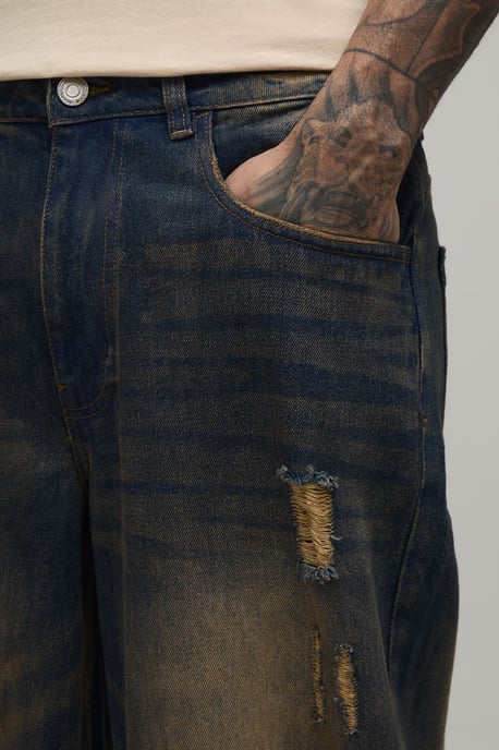 Tall Tinted Stonewash Baggy Distressed Jeans - Image 3
