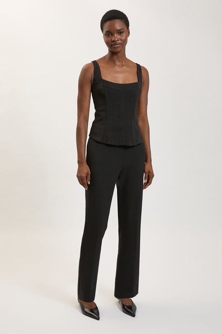 Petite Compact Stretch & Satin Mix Tux Slim Leg Trouser - Image 1