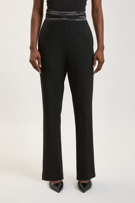 Petite Compact Stretch & Satin Mix Tux Slim Leg Trouser - Image 2
