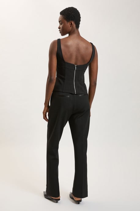 Petite Compact Stretch & Satin Mix Tux Slim Leg Trouser - Image 3
