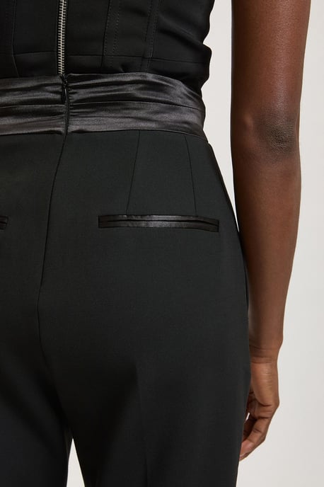 Petite Compact Stretch & Satin Mix Tux Slim Leg Trouser - Image 4