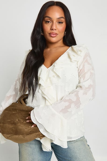 Plus Ruffle Burnout Blouse - Image 1