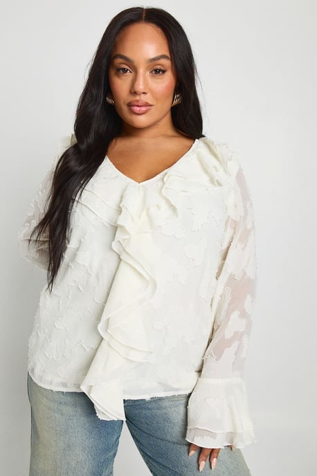 Plus Ruffle Burnout Blouse - Image 3