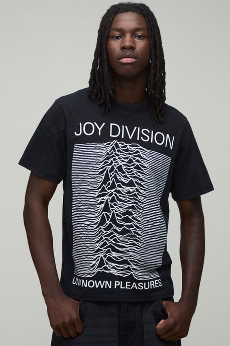 Regular Joy Division Acid Wash License Print T-shirt - Image 1