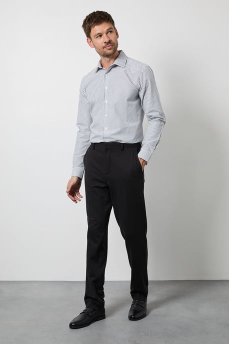 Light Grey Bold Stripes Easy Iron Slim Fit Long Sleeve Shirt - Image 2