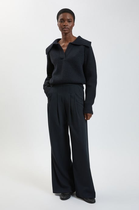 Pinstripe Wide Leg Tailored Trouser - Image 1
