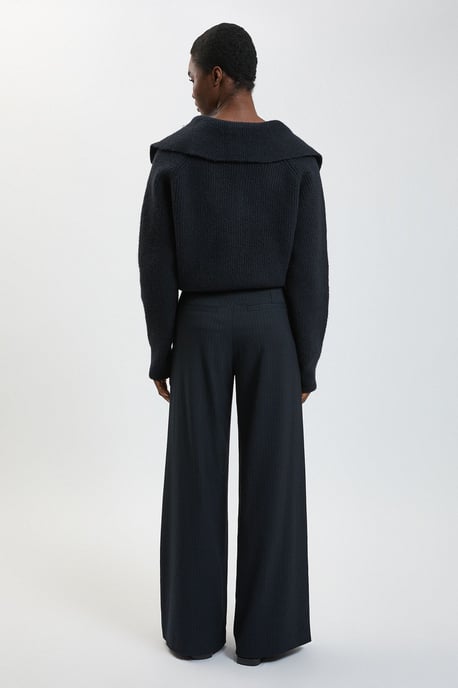Pinstripe Wide Leg Tailored Trouser - Image 3