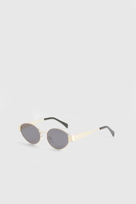 Gold Retro Oval Shape Sunglasses - Image 2
