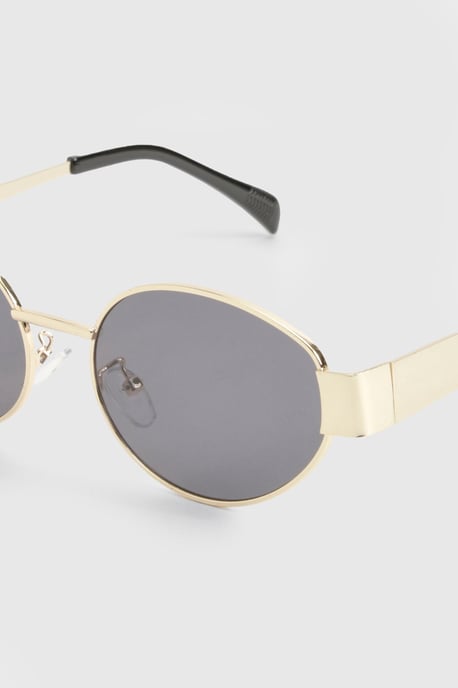 Gold Retro Oval Shape Sunglasses - Image 3