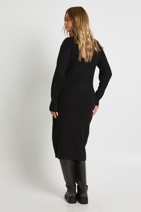Soft Knit Button Through Midi Knitted Dress - Image 2